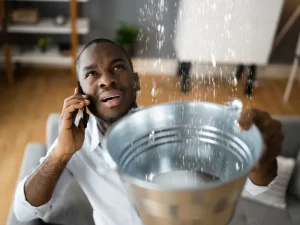 Resident dealing with a water leak on a call for assistance